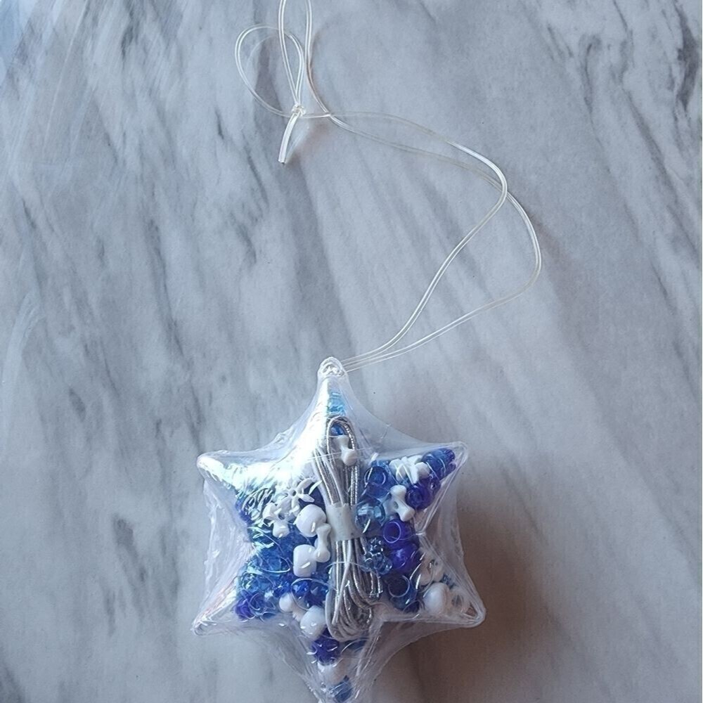 Star Shaped Necklace Beads Assortment Blue White Kids Crafts Art New